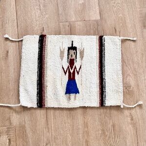 Navajo Yei Pictorial Weaving Handmade Rug Vintage Native American Art 18.5 X 13”